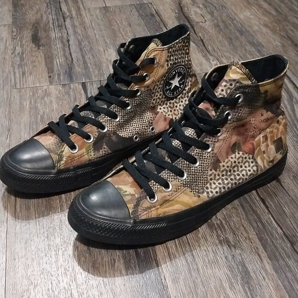 Converse Chuck Taylor All Star Floral Shoes Women Sz 10 Black High Top Sneakers